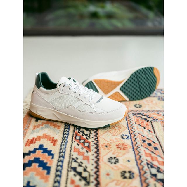 CLAE TOPANGA Sneakers Womens USA148-B36 In White Leather Trekking Green